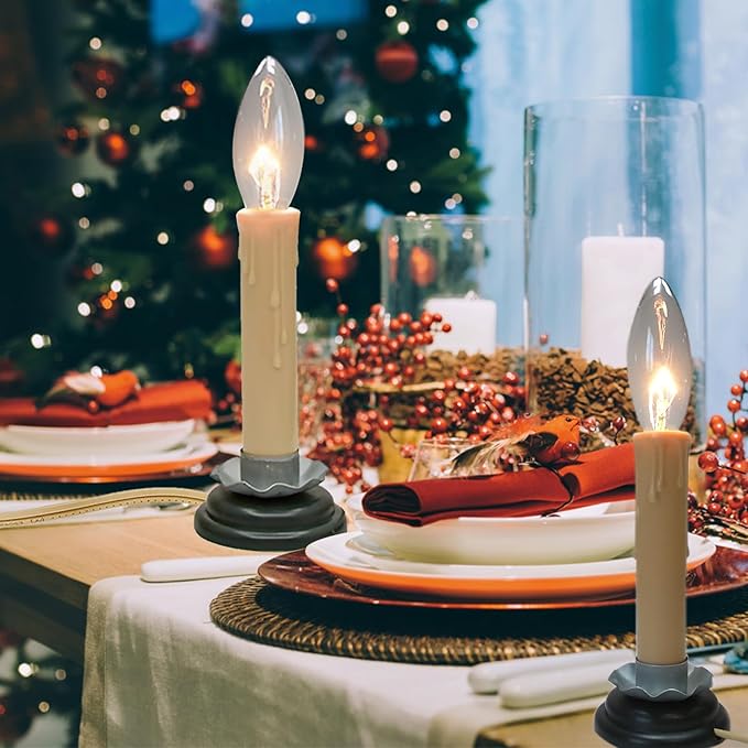 CHYParty 4 Pack Christmas Window Candles with On/Off Switch, 5 Inch Plug-in Warm White Electric Candles for Indoor Holiday Home Decor photo 5