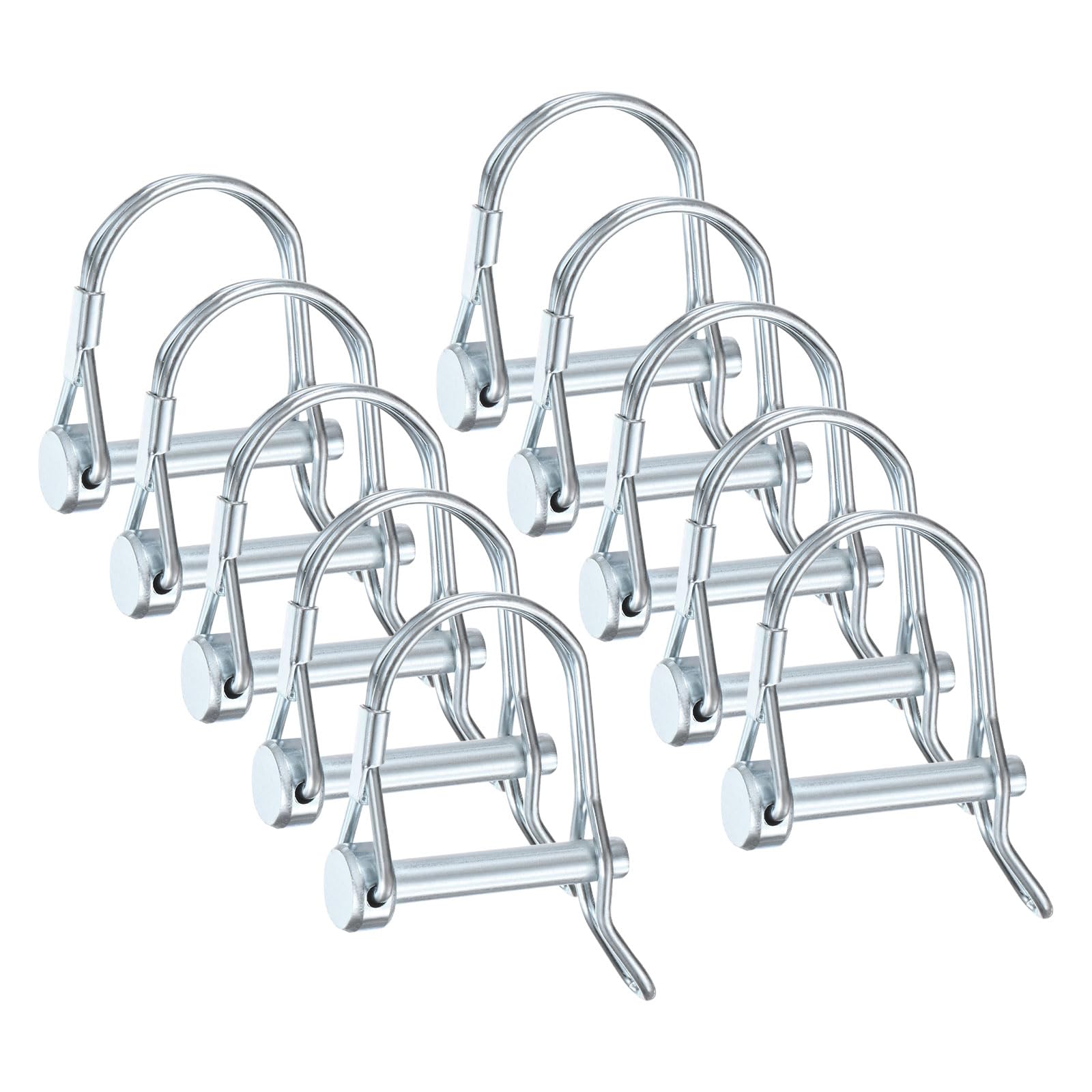 M METERXITY 10-Pack Trailer Coupler Pin, 6mm x 35mm(DxL) Carbon Steel Galvanized D Shape Trailer Coupler Pin with Arch Wire Lock Pin for Farm Trailers/Lawn Mowers/Garden, Coupler PTO Shaft — image 1