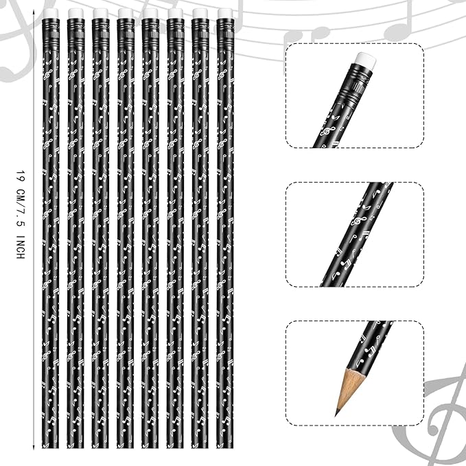 48 Lápices de Música Chinco, Grafito HB con Borrador, para Estudiantes miniatura 3