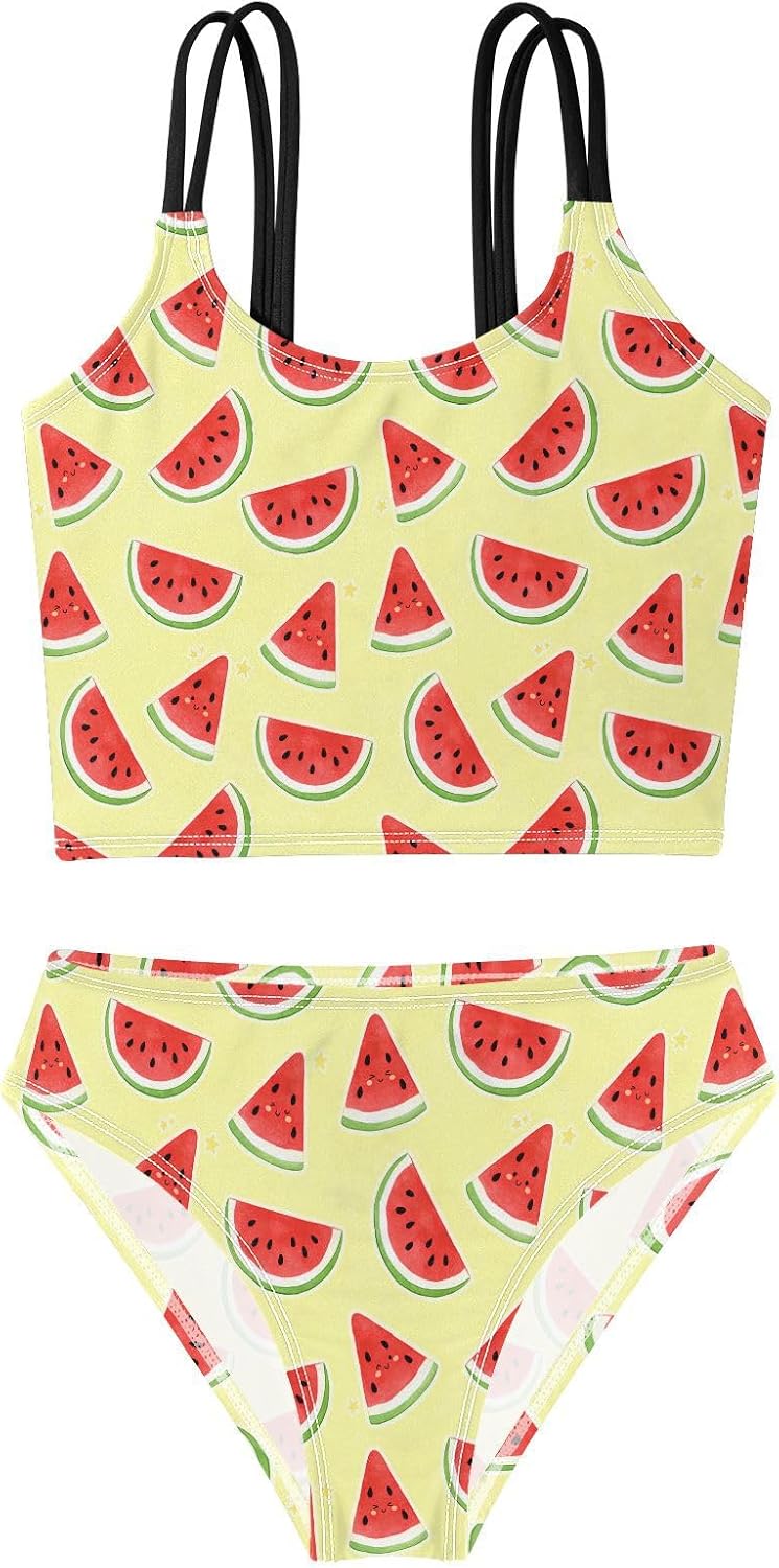 Girls Two Piece Swimsuits Cute Watermelon Bikini Set Swimwear Kids Bathing Suit for Girls 5-12 Years