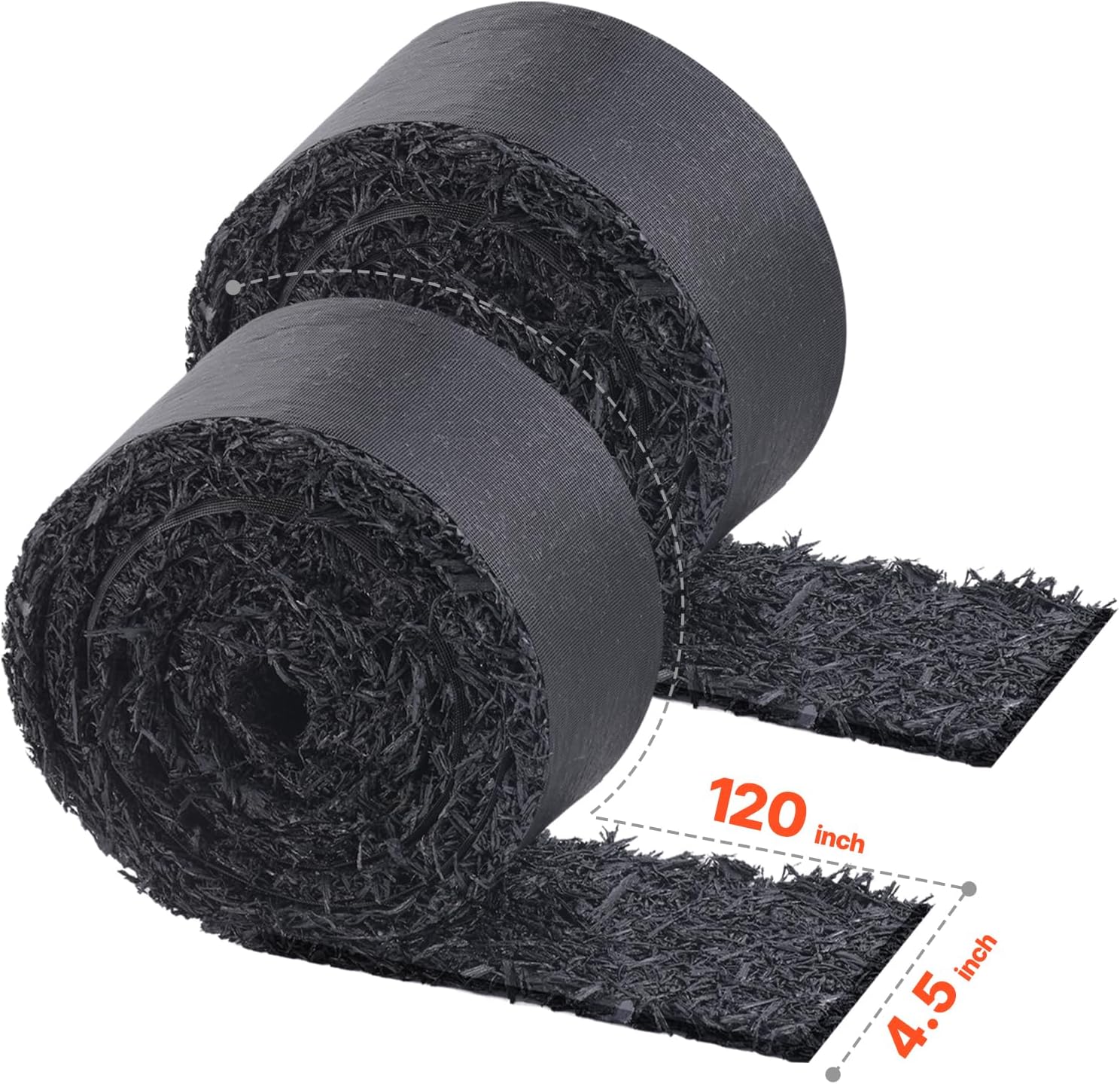 Happybuy Rubber Mulch for Landscaping, 2 Rolls of Recycled Rubber Mat 120 x 4.5 in, Long-Lasting Rubber Pathway, Nature-Inspired Black Mulch Edging for Plants, Veggies & Flower Gardens