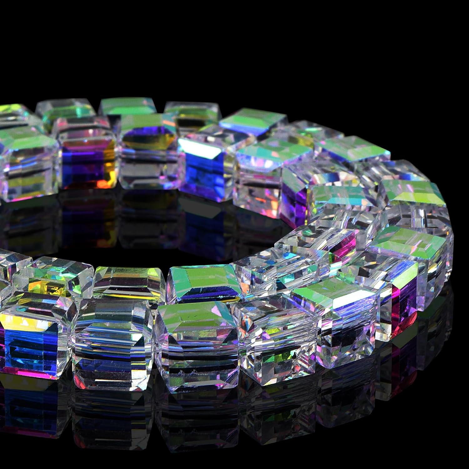 8mm Sparkle Cube Crystal Beads for Jewelry Making - Faceted Spacer Beads for Bracelets(94-100pcs, Crystal AB) - Image 2