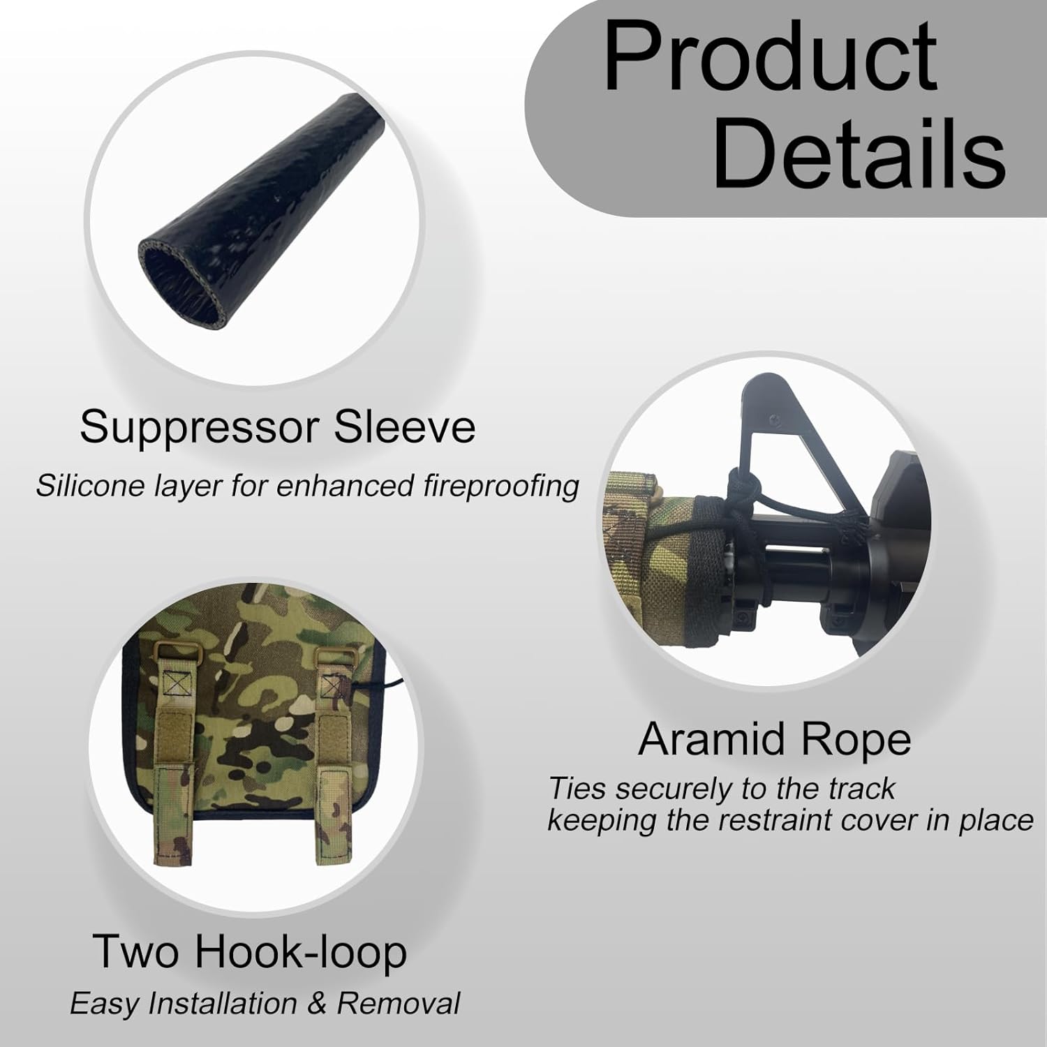 7" Heat Resistant Suppressor Cover with Microfiber Sleeve for Hunting Rifle Fireproof Suppressor Wrap(Camouflage)