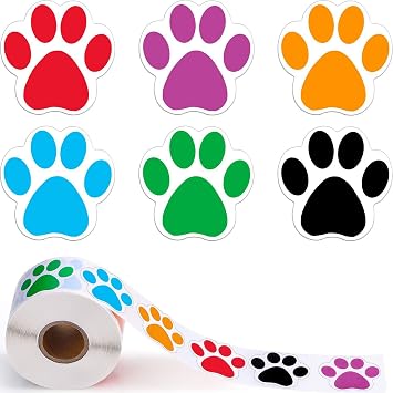 500 ملصقات PCS Paw Prints ، 1 بوصة ملونة مخلب الكلب مطبوعات ملصقات ذاتية اللصق ملصقات جرو للهدايا ، المدرسة ، المغلف ، البريد ، غرفة الحفلات ، الأطباء البيطريين ، زينة الكلاب