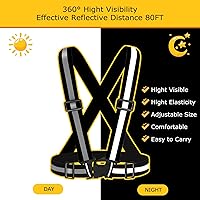 Vista 3 de Chaleco de seguridad reflectante, 2 piezas, chaleco de alta visibilidad, correas ajustables para correr, ciclismo, caminar, trabajadores
