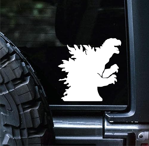 Sunset Graphics & Decals Godzilla - Calcomanía adhesiva de vinilo para coche, camión, camioneta, pared, computadora portátil, blanco, 5 pulgadas,