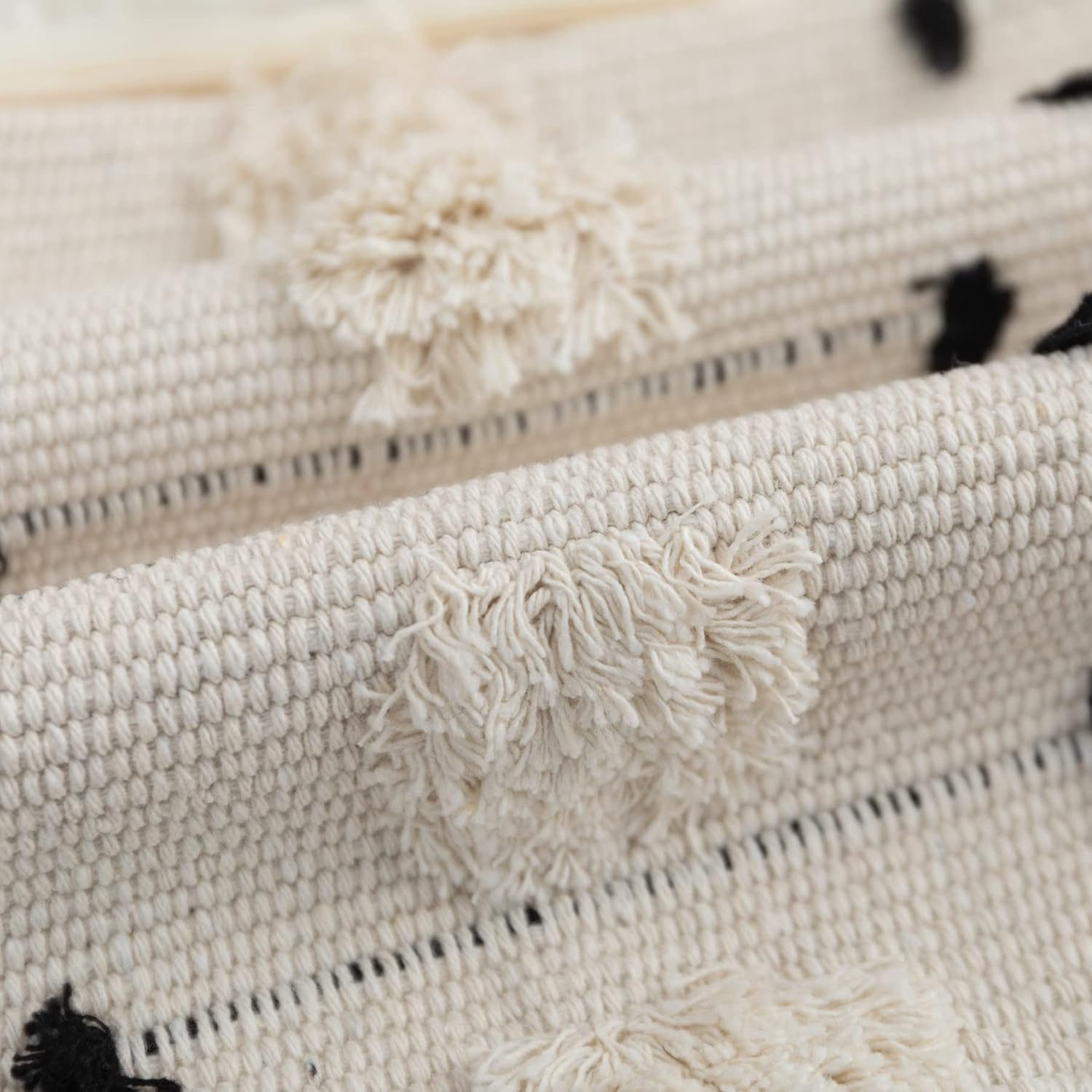 LIGICKY Boho Lumbar Pillow Covers Decorative Woven Throw Pillows Rectangle Pillow Sham Black and Beige Off White Pillowcase for Couch Sofa Bed Car 12x20 Inch