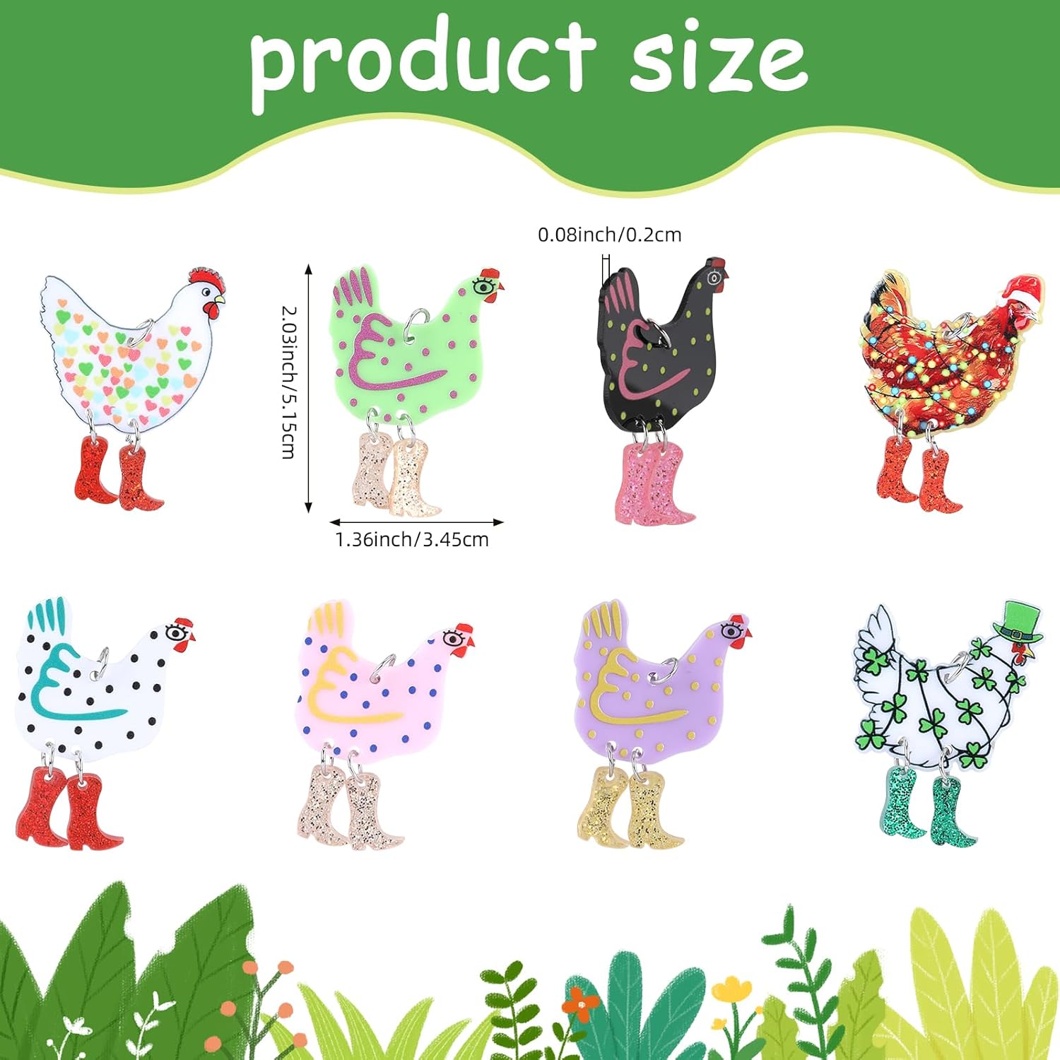 16 Pcs 8 Colors Acrylic Animal Pendant MINi,Acrylic Chicken Pendant BULk,Bulk Flat Animal Pendan,for Necklace Bracelet Earrings DIY Jewelry Making Craft Supplies - Image 2