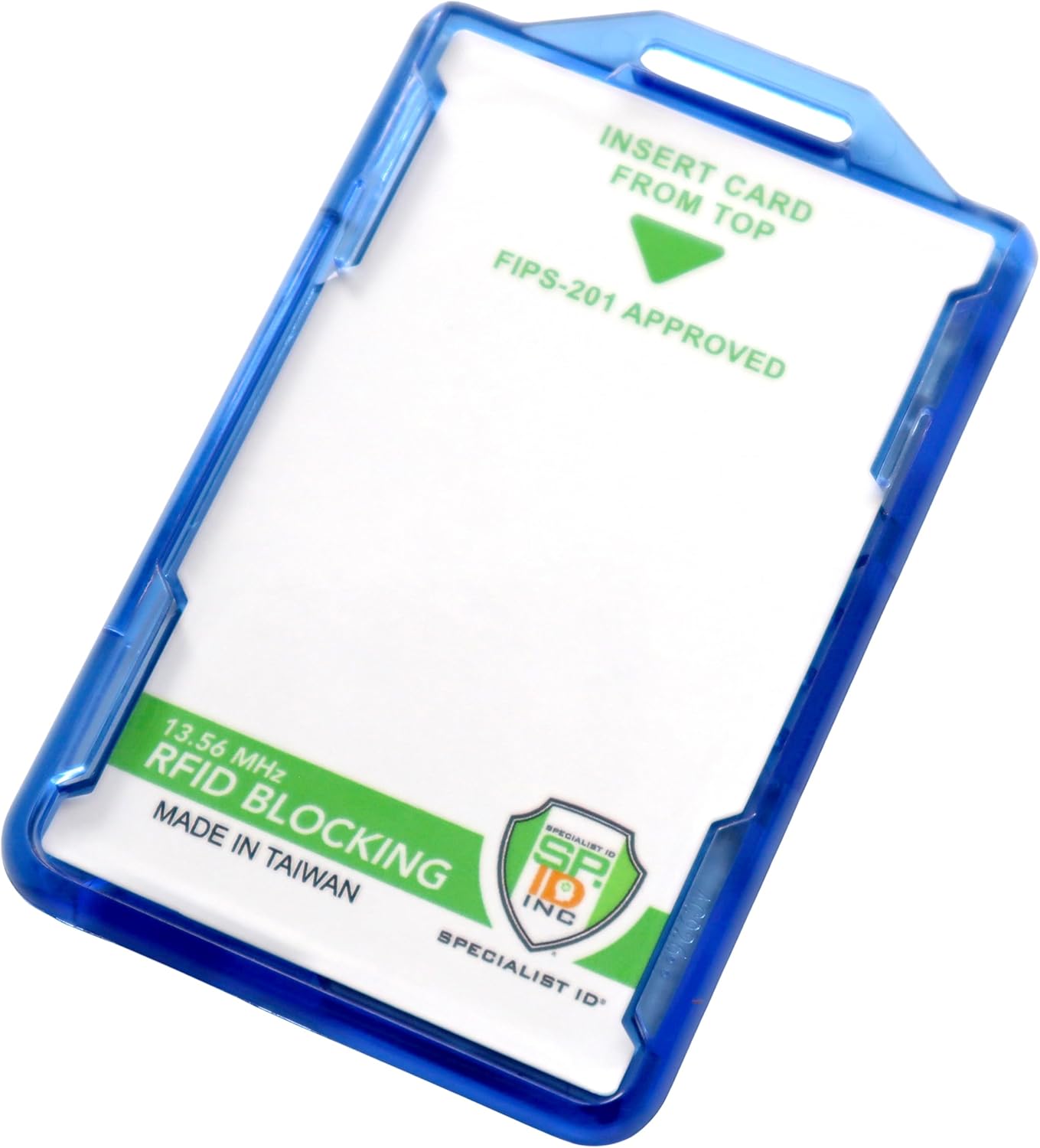 10 Pack - SPECIALIST ID RFID Blocking Badge Holder - Secure 2 Card Holder for Government, HSPD-12, CAC, TWIC, PIV, Smart Cards - Durable Hard Plastic, Dual Sided, RFID Badge Protection (Blue)