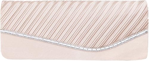 Elegante plisado satén y solapa de cristal bolso de noche - Diff Colors Avail