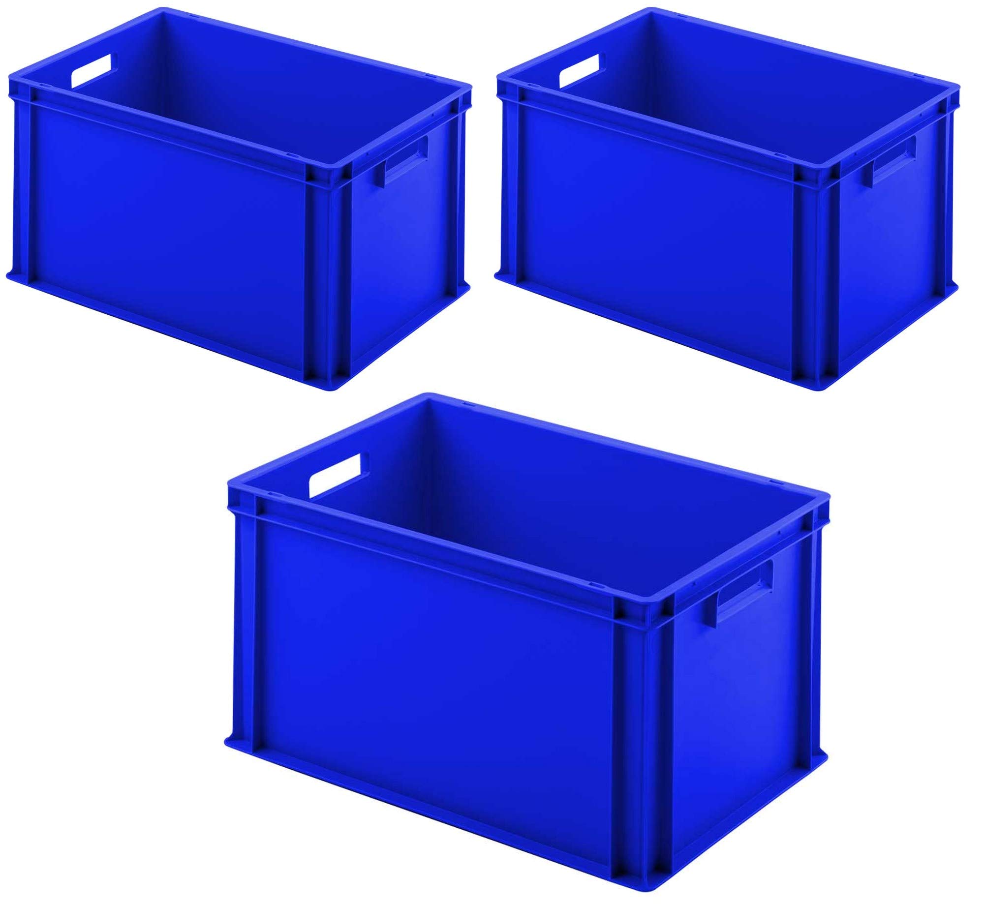 BRB Eurobehälter 63 Liter – 600x400x320 Mm, Blau, Mit 2 Griffen, Aus Lebensmittelechtem PE-HD, Stapelbar & Robust