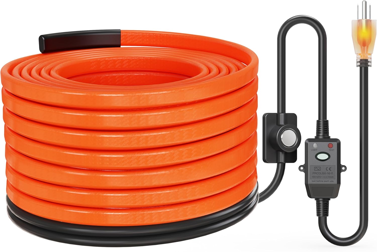 Heat Tape for Water Pipes with Thermostat & GFCI, Energy-Saving Pipe Heating Cable, Prevents Freezing, Works at -22℉, 50FT Orange, UL ETL Listed 120V