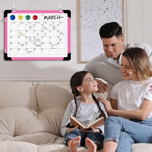 Miniatura 6 de Calendario de borrado en seco para pared, pizarra blanca magnética de 16 x 12 pulgadas, calendario de borrado en seco, pizarra portátil para colgar
