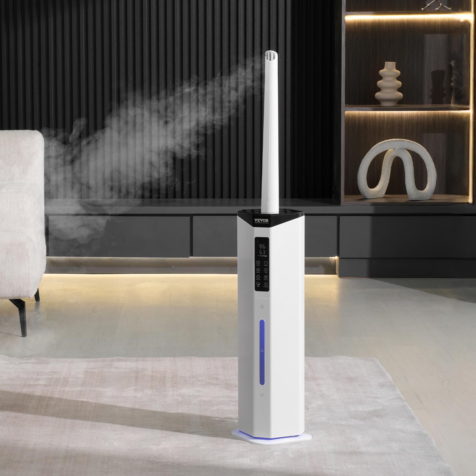 VEVOR Humidificateur Commercial Industriel 40 m², 300 mL/h, Réservoir Eau 9 L, Brume Fraiche, Recharge par le Haut, avec Pulvérisation Rotative Automatique, pour Toute la Maison, Serre, Plante, Bureau