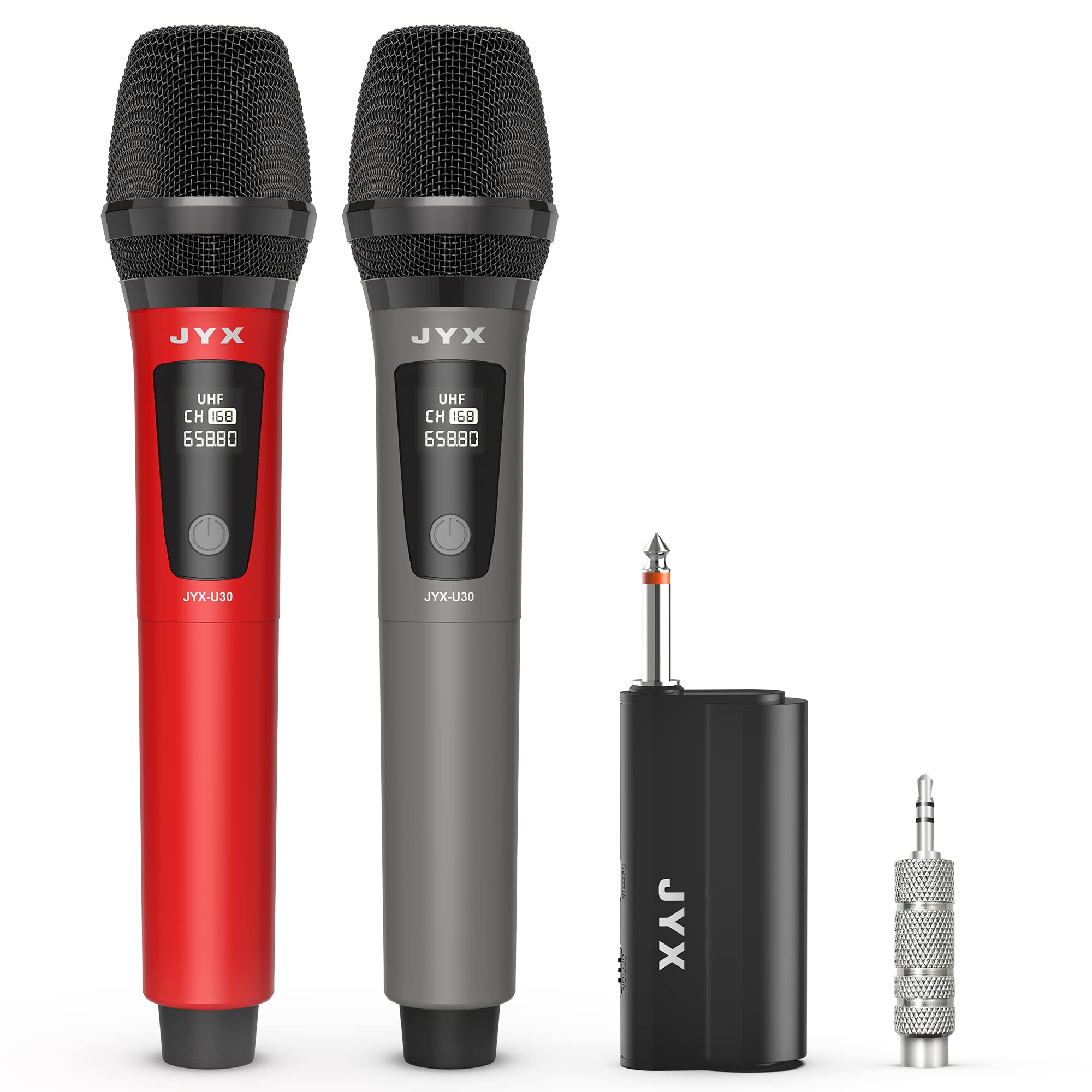  Wireless Microphone, UHF Dual Cordless Dynamic Mic