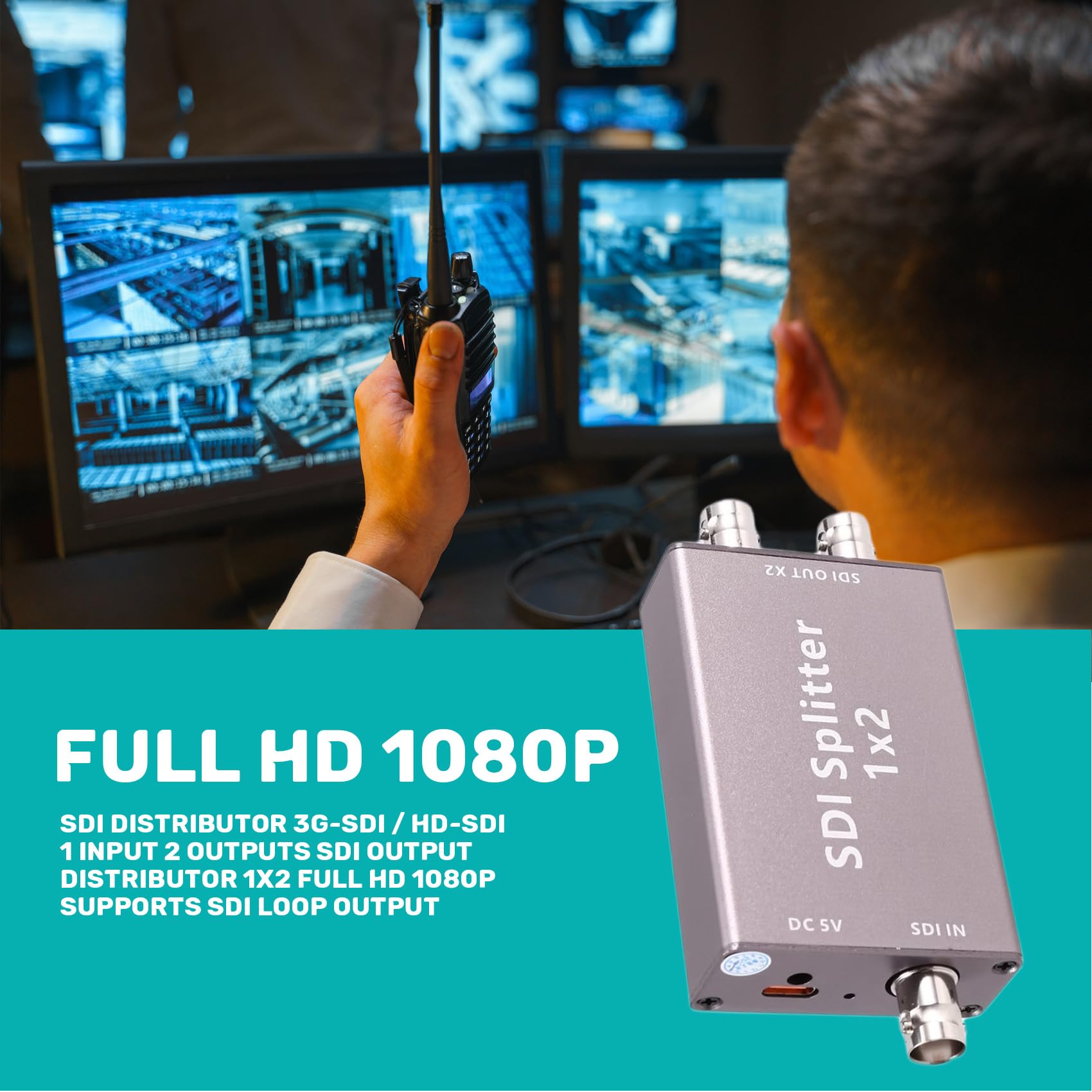 Divisor SDI 3G-SDI/HD-SDI 1x2 Salida SDI Full HD 1080P con Bucle