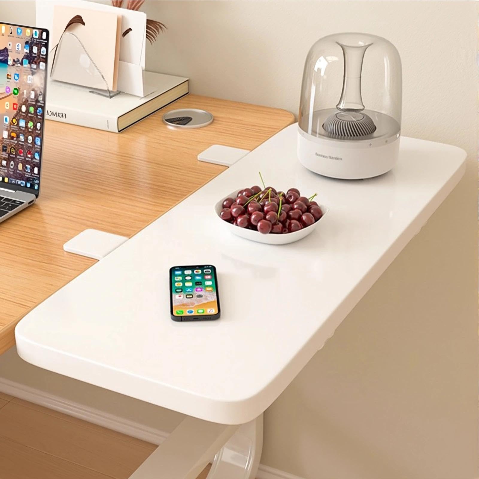 2 Piezas Soporte de Extensión de Escritorio Soporte Bandeja de Extensión de la Bandeja Plegable para Teclado con Pinza en C Ajustable para Escritorios y Mesa de Oficina Bricolaje (Blanco)
