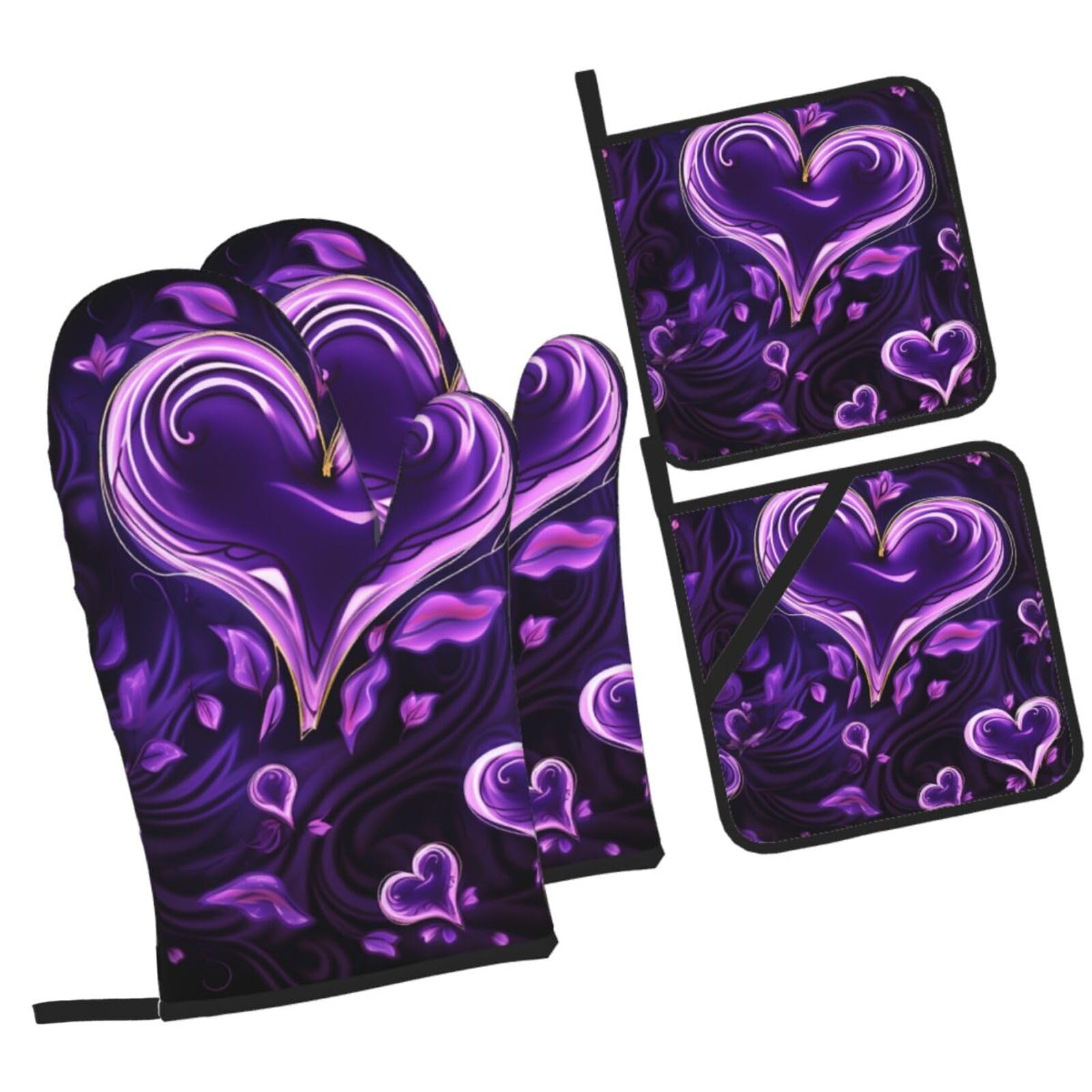 Gants de cuisine et maniques violets résistants à la chaleur de 500 degrés