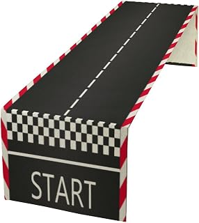 Racetrack Table Runner Runway Road Sport Racing Theme Spring Seasonal Dinner Runner Table Decoration for Home Kitchen Dinning Table Racing Holiday Party Games Sport Event 13x90in