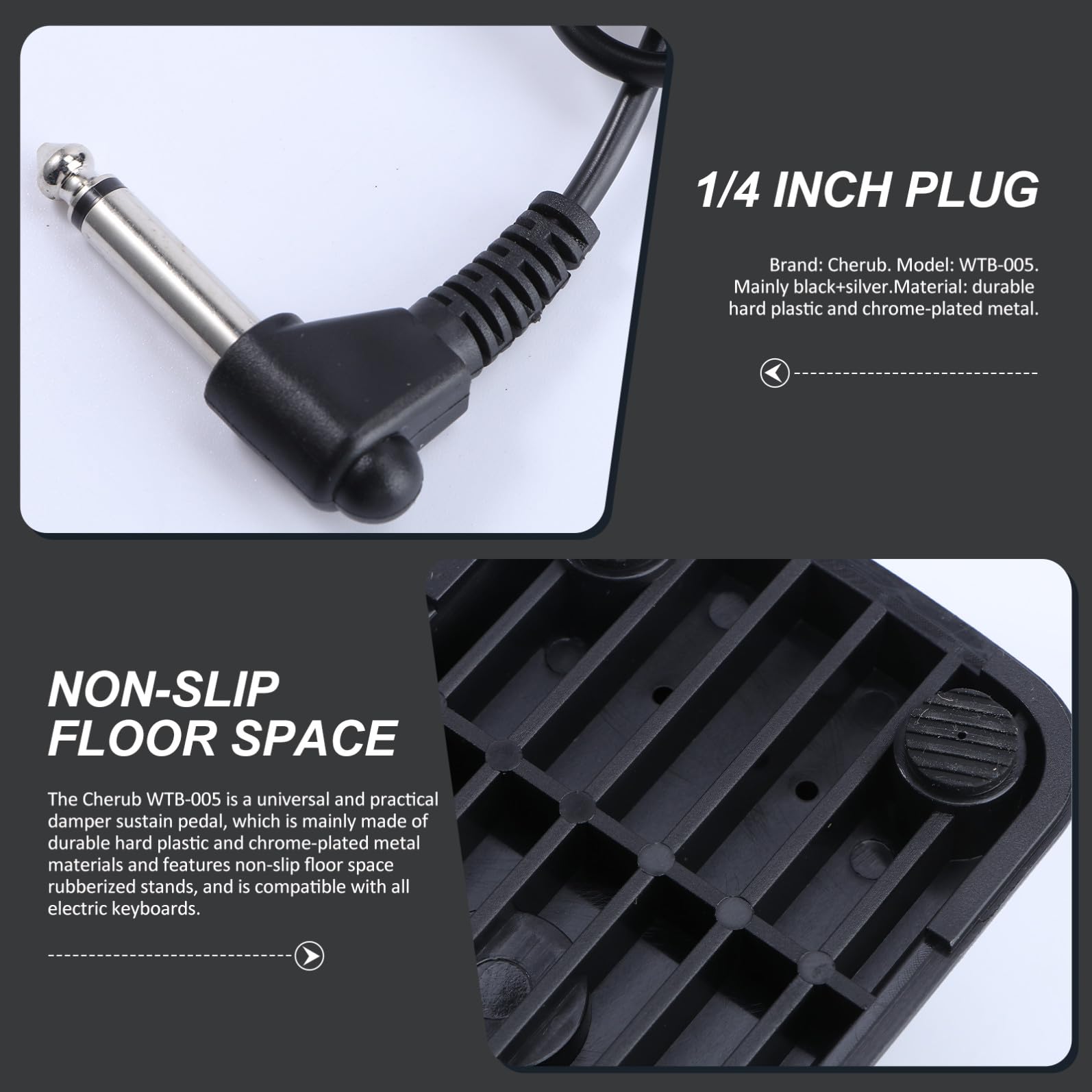 Pedal De Sustain y Resonancia Para Teclado Cable De 1,5 m Polaridad Ajustable