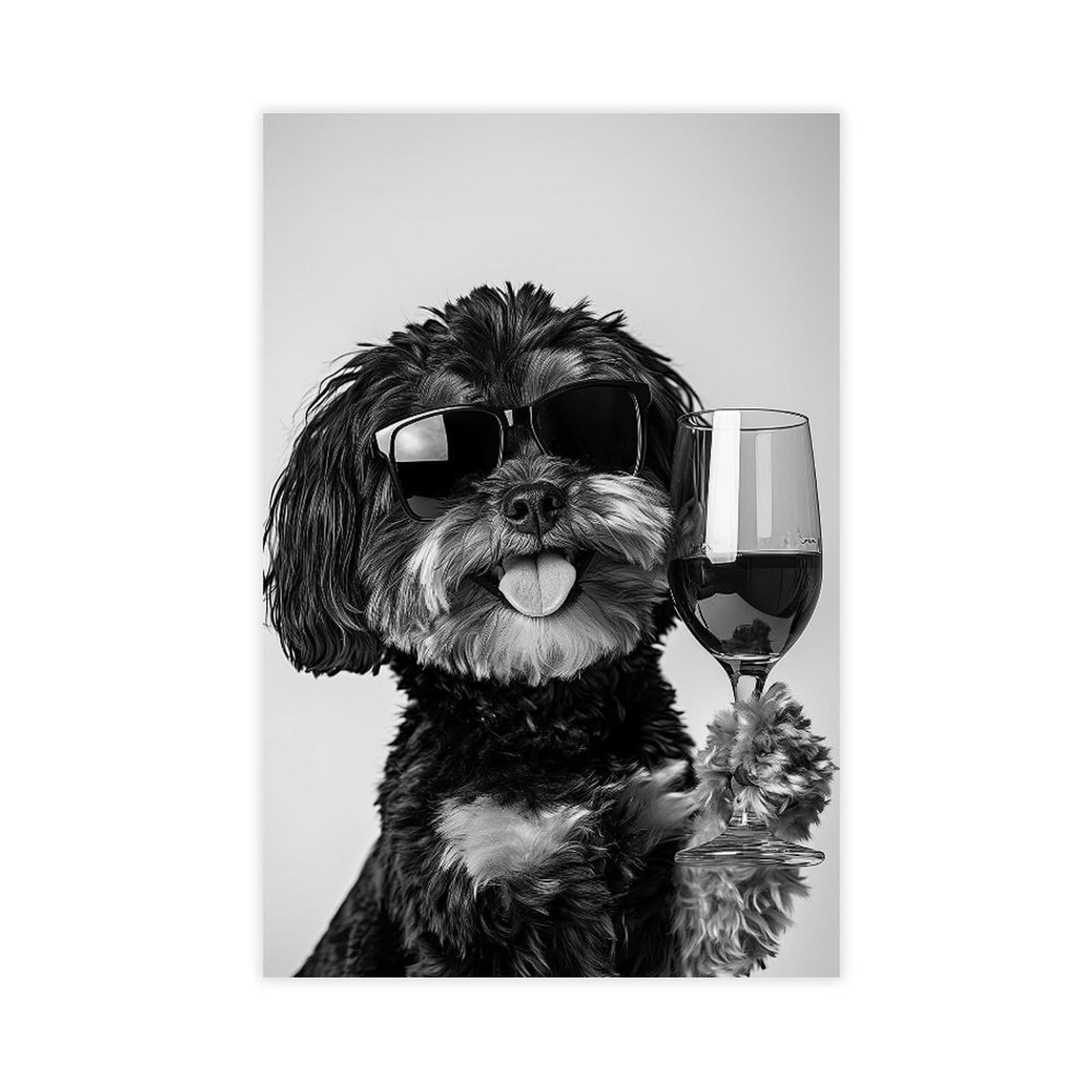 Ncudank Lhasa Apso Drinking Canvas Poster Wall Art Decor Print Picture Paintings For Living Room Bedroom Decoration 16X24inch(40X60cm)