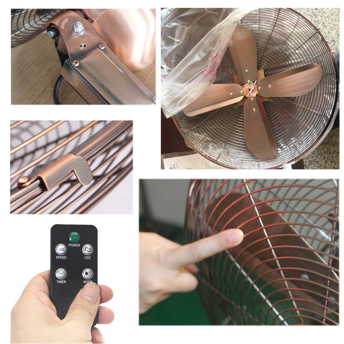 Ventilatore da Parete, Ventilatore Silenzioso a Risparmio energetico con Telecomando per casa/Ufficio, 18 Pollici(Bronzo-18 Pollici (50 x 55 x 30 cm)
