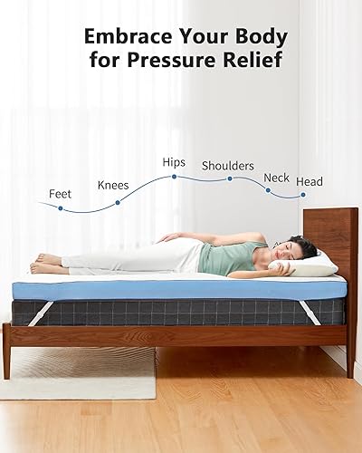 Miniatura 3 de PERLECARE Cubrecolchón de espuma viscoelástica de 3 pulgadas, tamaño individual, con infusión de gel refrescante para dolor de espalda, cubrecolchón