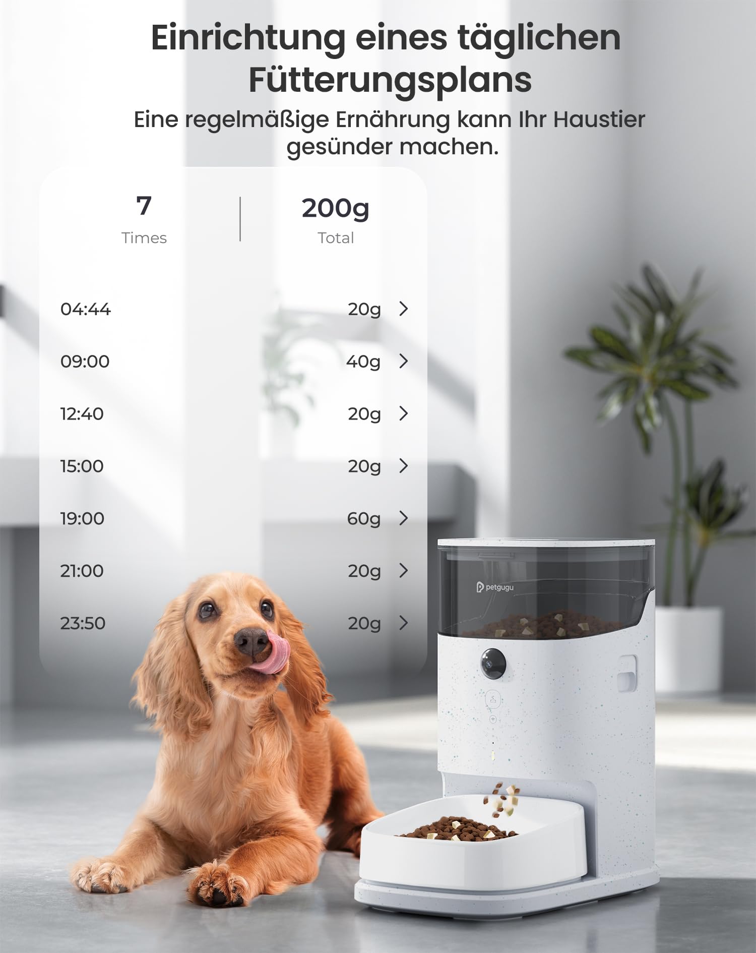 PETGUGU Automatyczny karmnik dla kotów, automat do karmy dla kotów z timerem, sterowanie aplikacją, zdejmowana ceramiczna miska dla kotów i miska dla psów, dla kotów, małych psów i wielu zwierząt