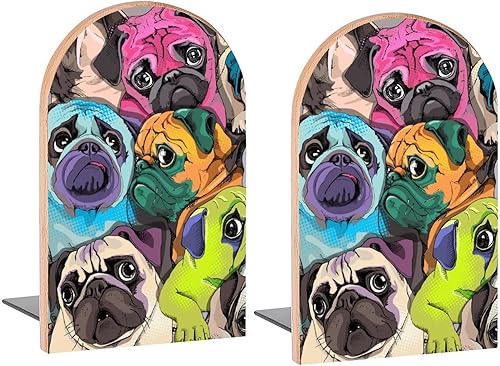 Miniatura 6 de Lindos sujetalibros decorativos de madera de cerdo rosa para estantes, habitación de los niños, escritorio, oficina en casa, tapones de libros para