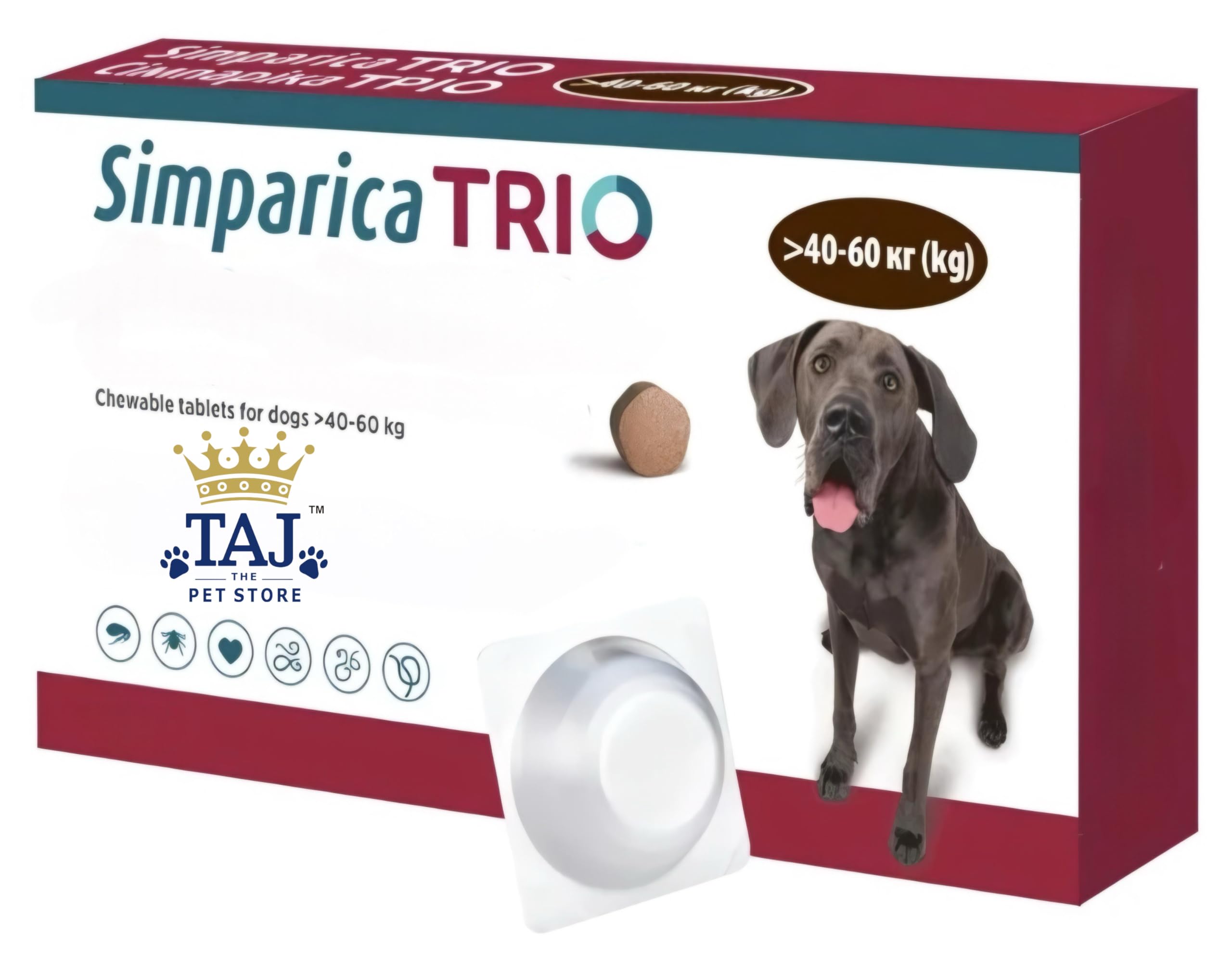 TAJ Presents SIMPAR ICA Trio Chewable Tablets for Dogs of (40-60 kg)||Imported|| (1 Tablet) (B0CWBSB8R1) Amazon Price History, Amazon Price Tracker