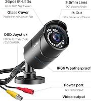 Vista 9 de ZOSI Cámara de seguridad 1080P 1920TVL para exteriores e interiores, híbrida 4 en 1 TVICVIAHD960H CVBS Bullet Cam para vigilancia analógica en casa