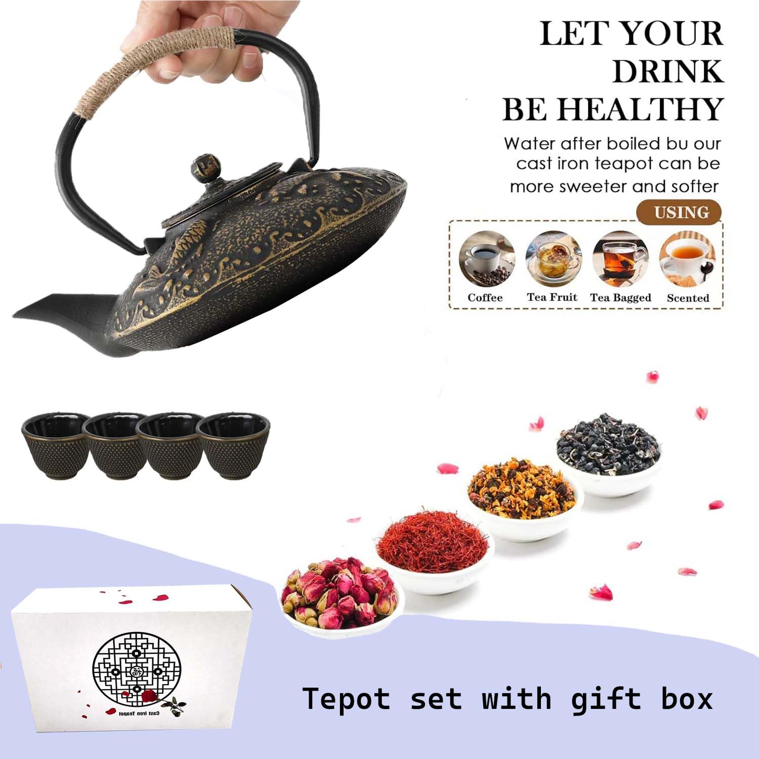 日本製 鋳鉄 ティーポット 茶こし付き 日本製 鋳鉄 ティーポット 茶こし付き 岩鋳 日の丸 鉄急須 カラー