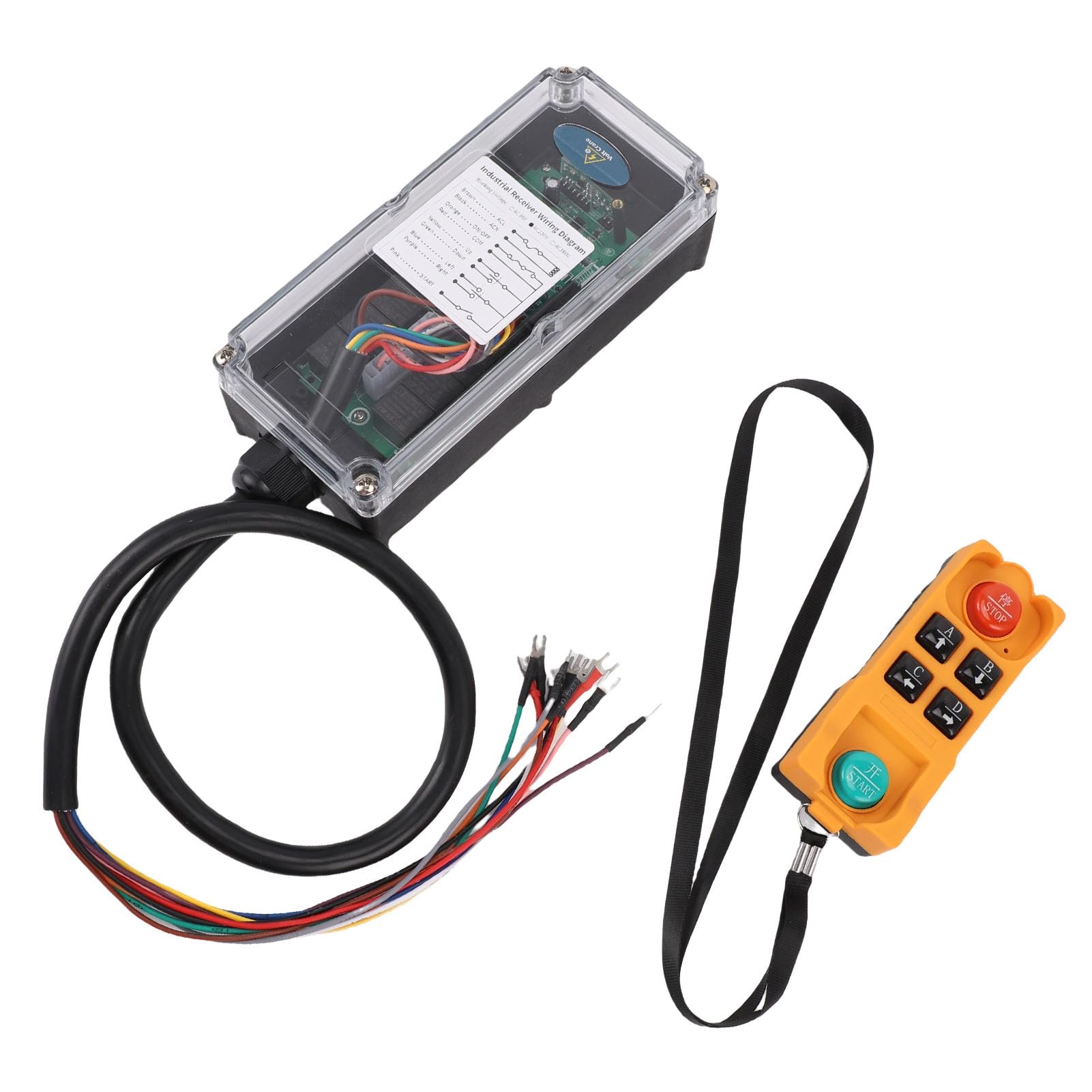 Duokon Telecomando per Gru Wireless ABS Radiocomando a 6 Pulsanti Controller per Paranco da 420 a 450 MHz Portata 328 Piedi Arresto di Emergenza per Operatori di Sollevamento a Ponte Sopraelevato