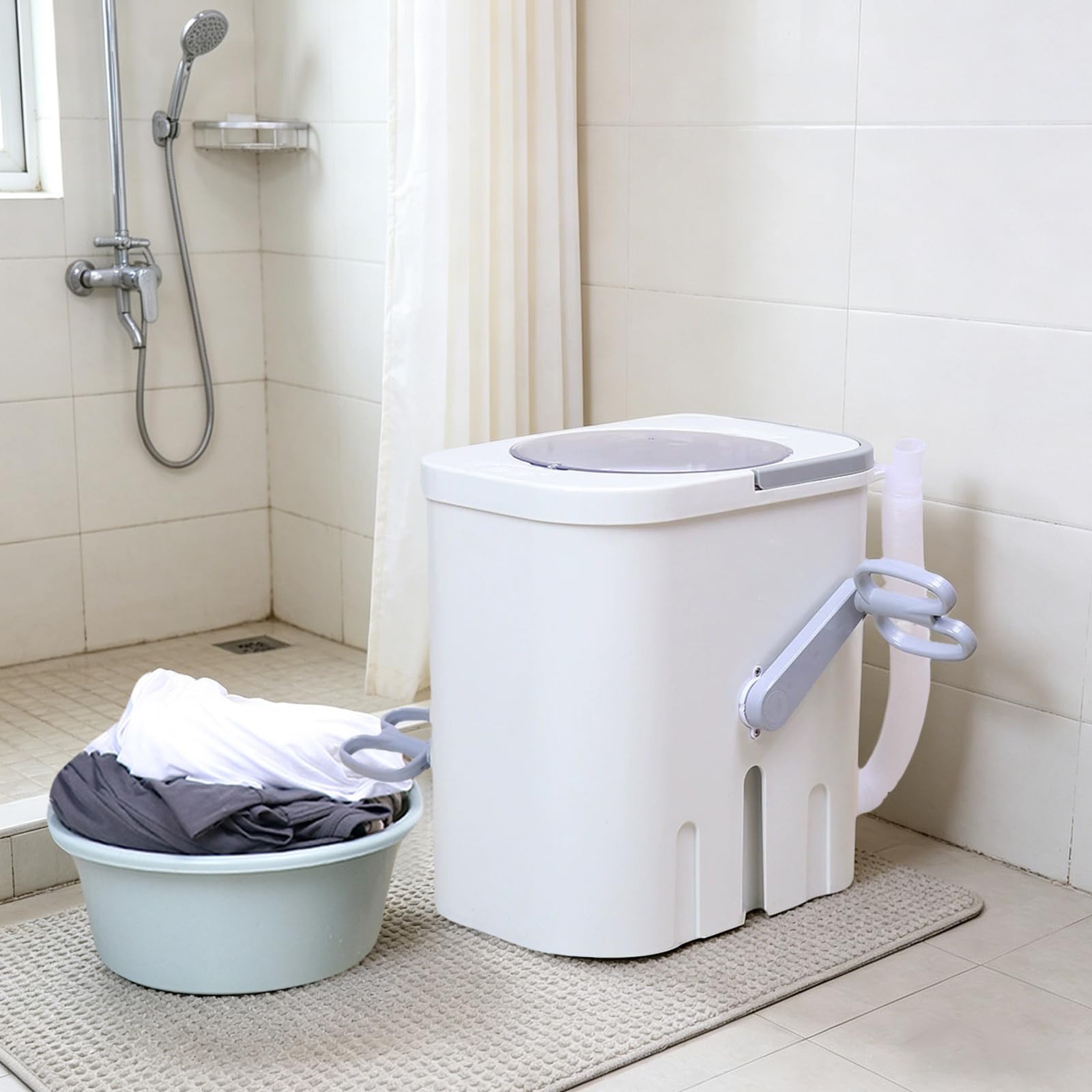 Lavatrice da campeggio da viaggio, senza elettricità | manovella, 4-6 vestiti primavera/estate o 1-2 vestiti autunno/inverno, per dormitori, appartamenti e camper