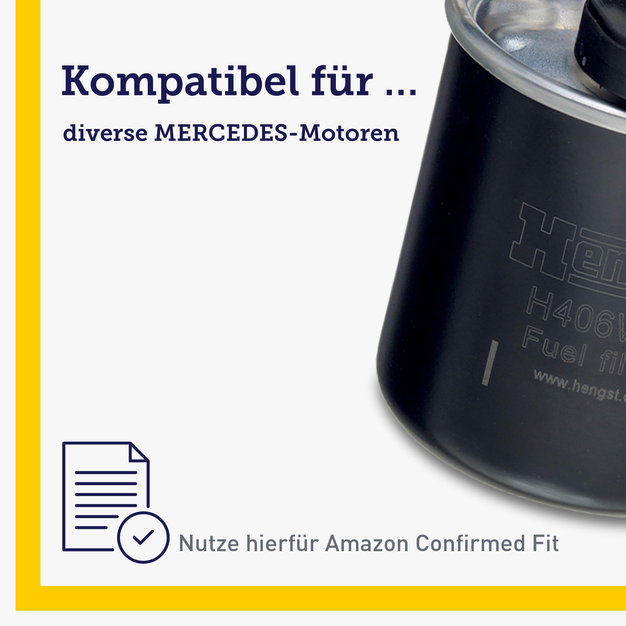 HENGST - Kraftstofffilter H406WK - Hochwertiger Kraftstoff-Leitungsfilter für KFZ - Entfernt Staub und Schmutz aus Otto- oder Dieselmotoren - Schützt das Einspritzsystem | Kompatibel mit: MERCEDES-BENZ C-CLASS, C-CLASS, C-CLASS Cabriolet, C-CLASS Coupe, C