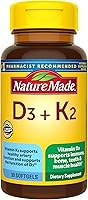 Nature Made Vitamin D3 + K2 5000 IU Softgels - Bone, Teeth, Muscle & Immune Support, 30-Day Supply