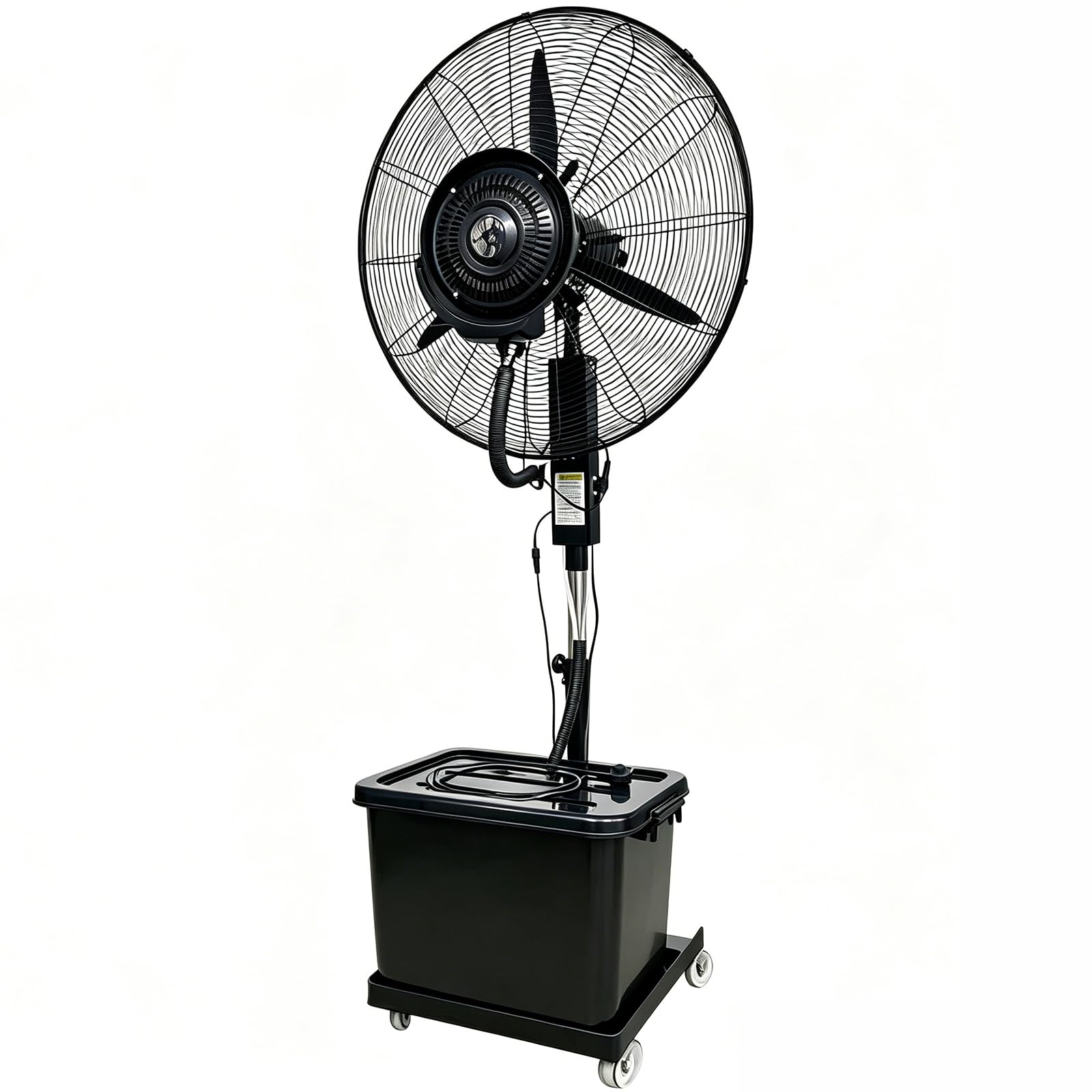 Ventilateur de Brume Intérieur et Extérieur, Brumisateur Industriel avec Réservoir d'Eau de 42L, 3 Vitesses, Ventilateur Brasseur d'Air Oscillant à 90° sur Roulettes pour Terrasse, Entrepôt