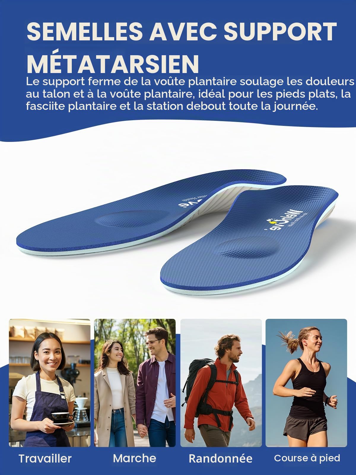 Welnove Semelles Orthopédiques à Coussinet Métatarsien,Semelle Métatarsalgie pour le Névrome de Morton,avec Soutien de Voûte Plantaire contre la Fasciite Plantaire Homme&Femme-Homme 41-44|Femme 43-46
