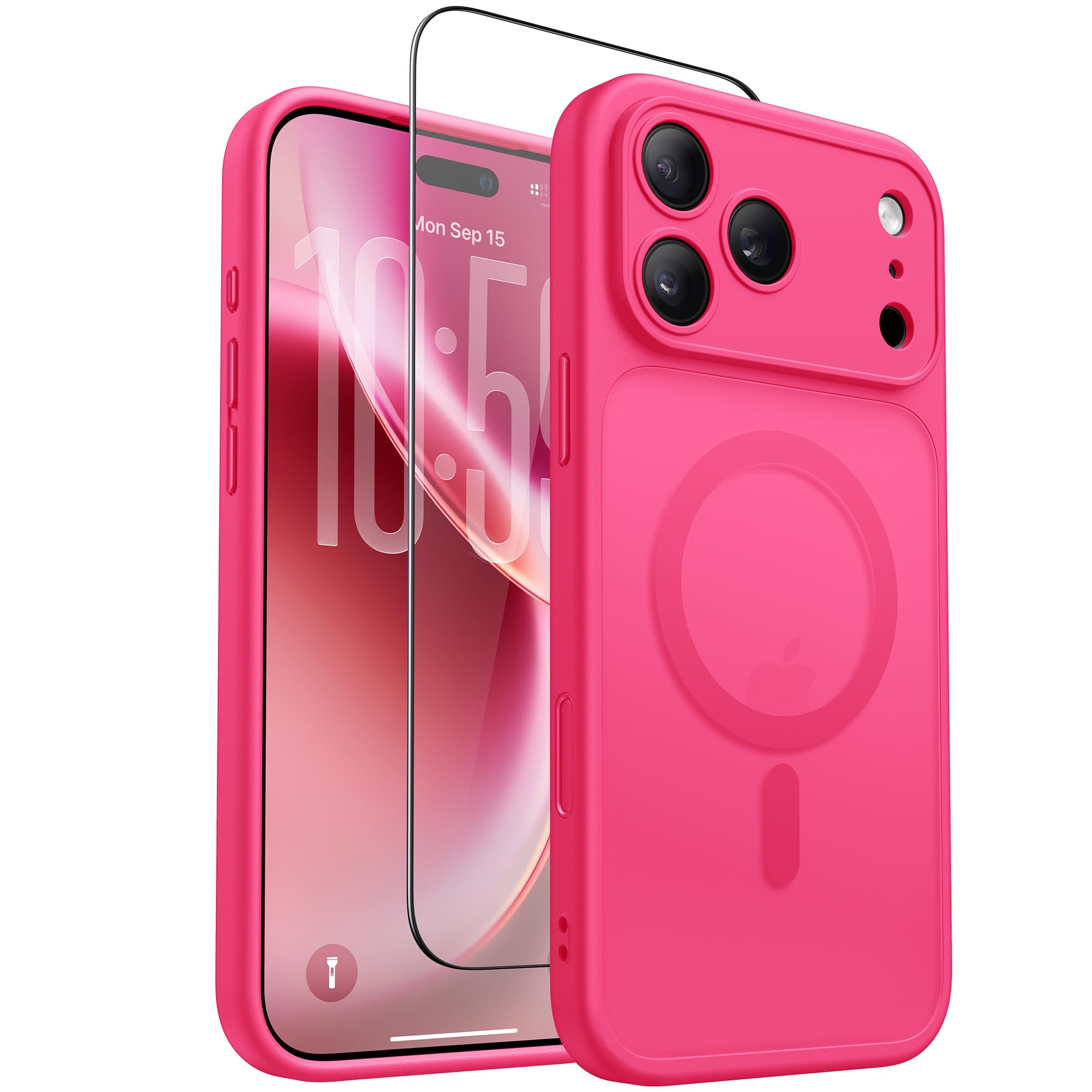 Magnetic Shockproof for iPhone 18 Pro & iPhone 17 Pro Case, Hot Pink Hot Pink For Iphone 18 Pro & 17 Pro 6.3 Inch