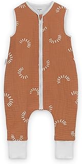 Ehrenkind® Baby Sommerschlafsack mit Füßen Musselin | aus weicher OEKO-TEX zertifizierter Bio-Baumwolle | Sommer Baby Schlafsack 1 TOG Gr. 70 Farbe Zimt Gemustert