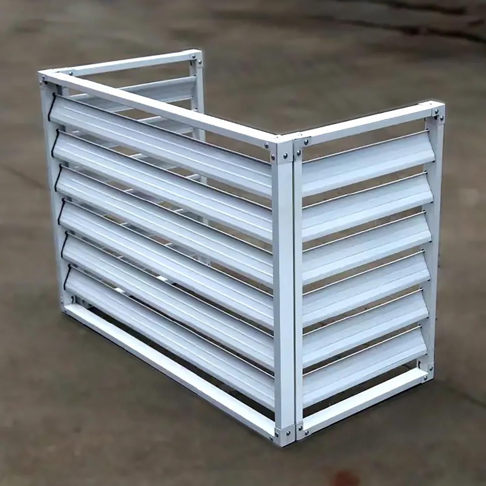 Outdoor Air Conditioner Cover For Outside Units, Aluminum All Weather Protective Cover, Outdoor Trash Can Enclosure Freestanding Privacy Screen Fence Panels AC Unit Cover Flower Stand ( Color : White1