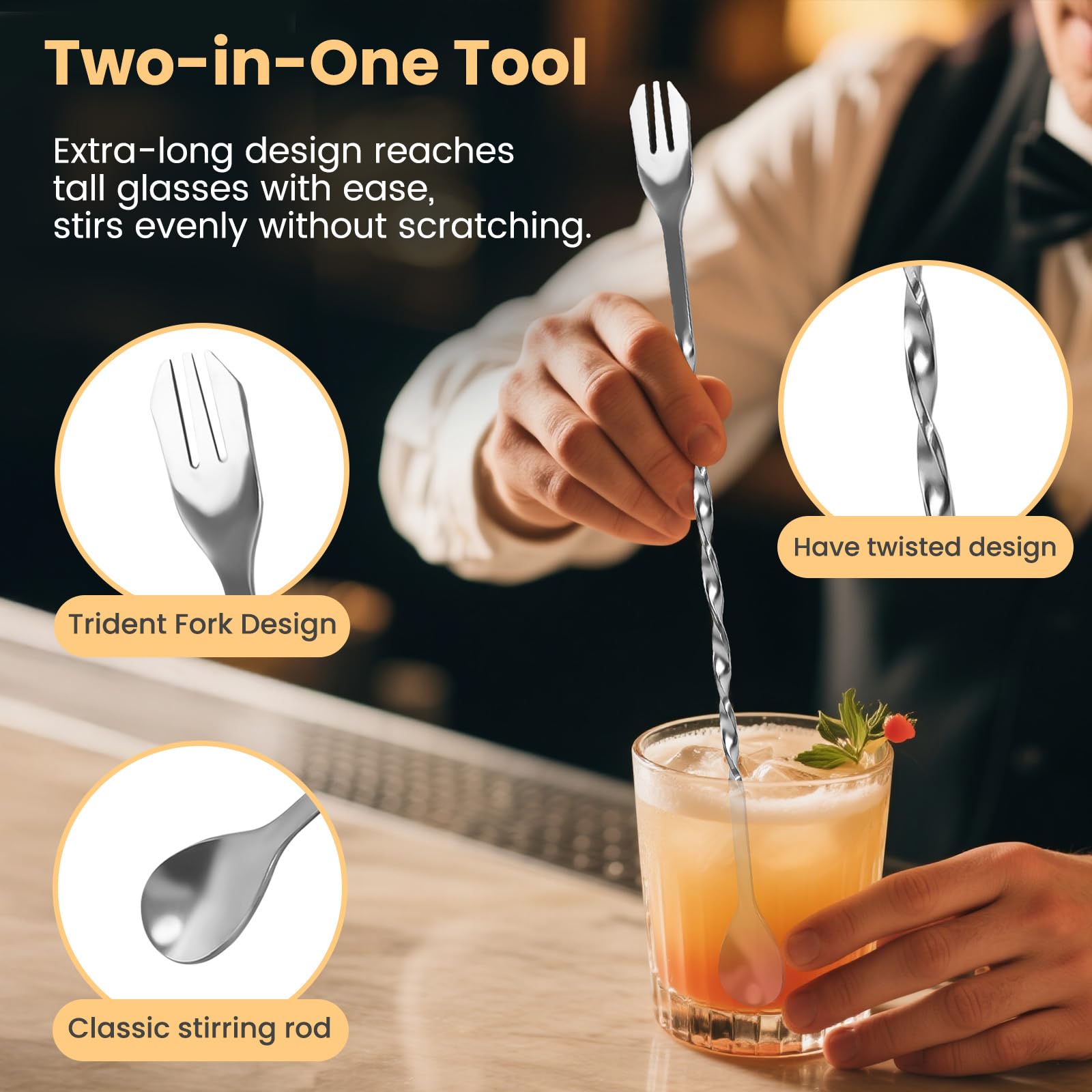 Stainless Steel Cocktail Muddler Set - 4 Piece -5