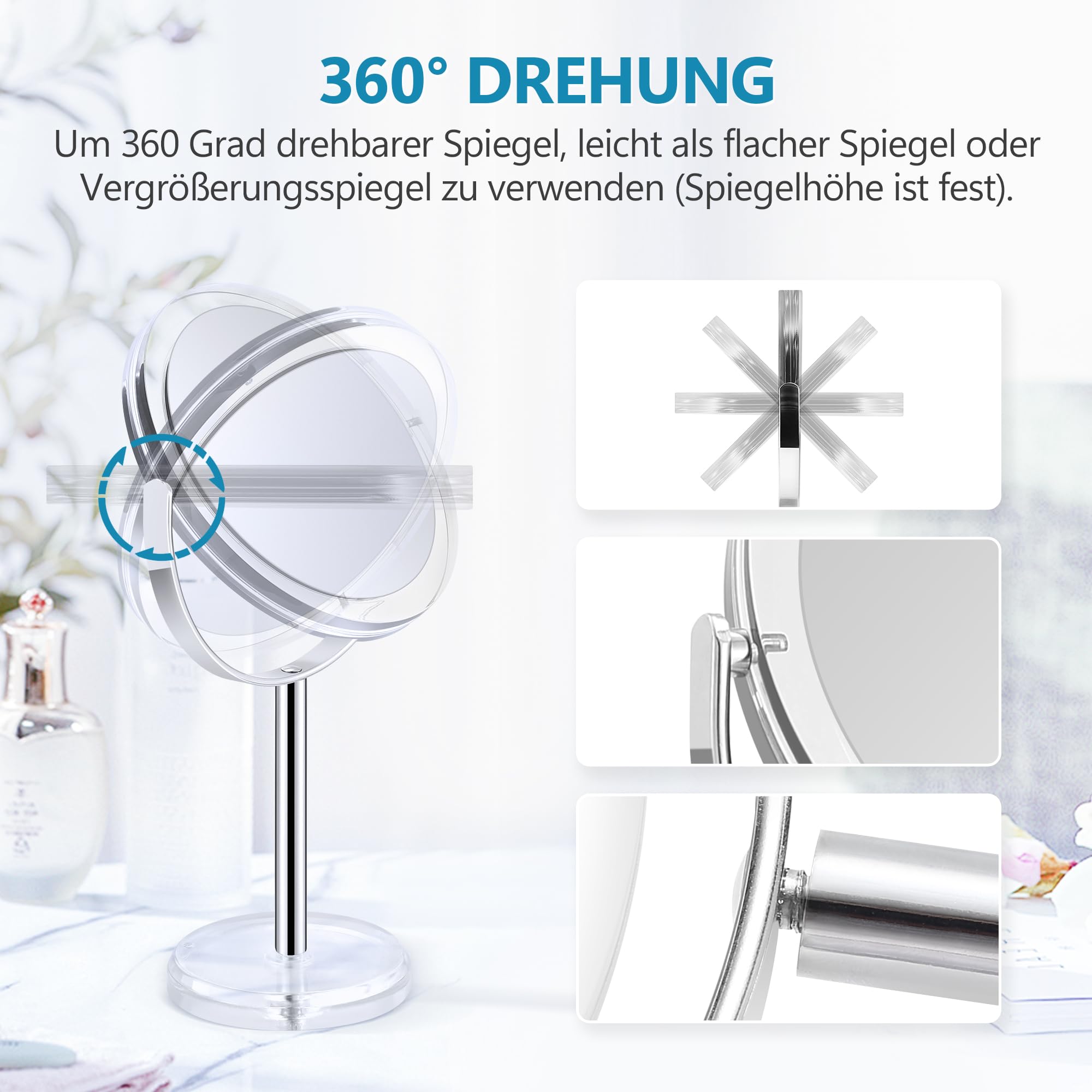 Specchio Ingranditore 20X Doppia Faccia Con Base - Girevole 360° Per Trucco E Beauty - Foto 14