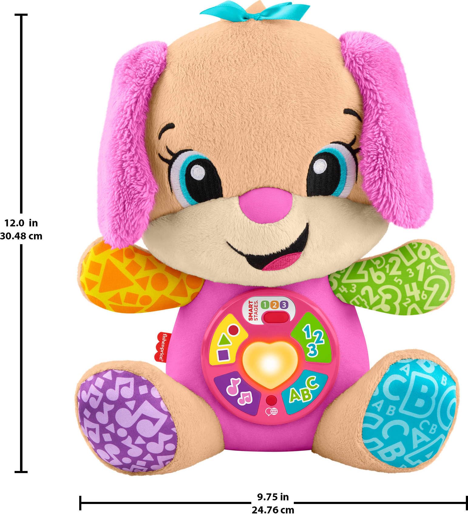 Fisher-Price Juguete Educativo para bebés riendo y aprendiendo escenarios Inteligentes, diseño de Peluche Musical Rosa con escenarios Inteligentes para bebés a Partir de 6 Meses, versión multilingüe