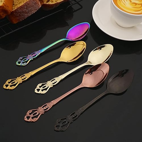 Miniatura 5 de JASHII Juego de cubiertos vintage de acero inoxidable 304 Royal Palace para 4 32 piezas con mango hueco vintage en relieve pulido en espejo apto