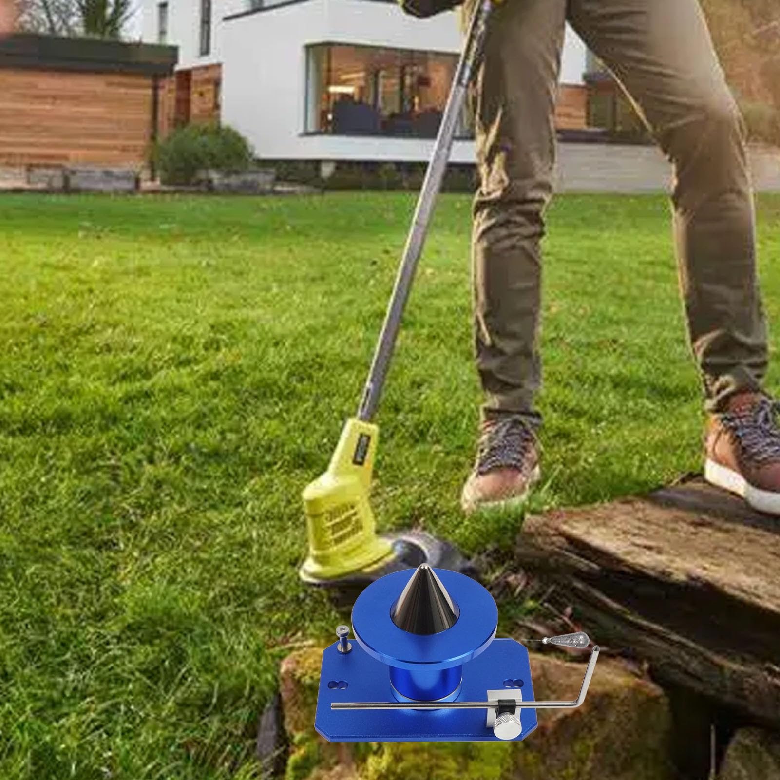 LiebeWH Balanceador de Cuchillas para Cortacésped, Herramienta Duradera de Montaje en Pared para Corte Eficiente, Acero de Aleación para Jardineros y Paisajistas (Blue)