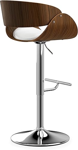 Miniatura 155 de SIMPLIHOME Lowell Taburete de bar giratorio ajustable, silla tapizada de metal de 33 pulgadas de altura del asiento en tela de aspecto de lino gris
