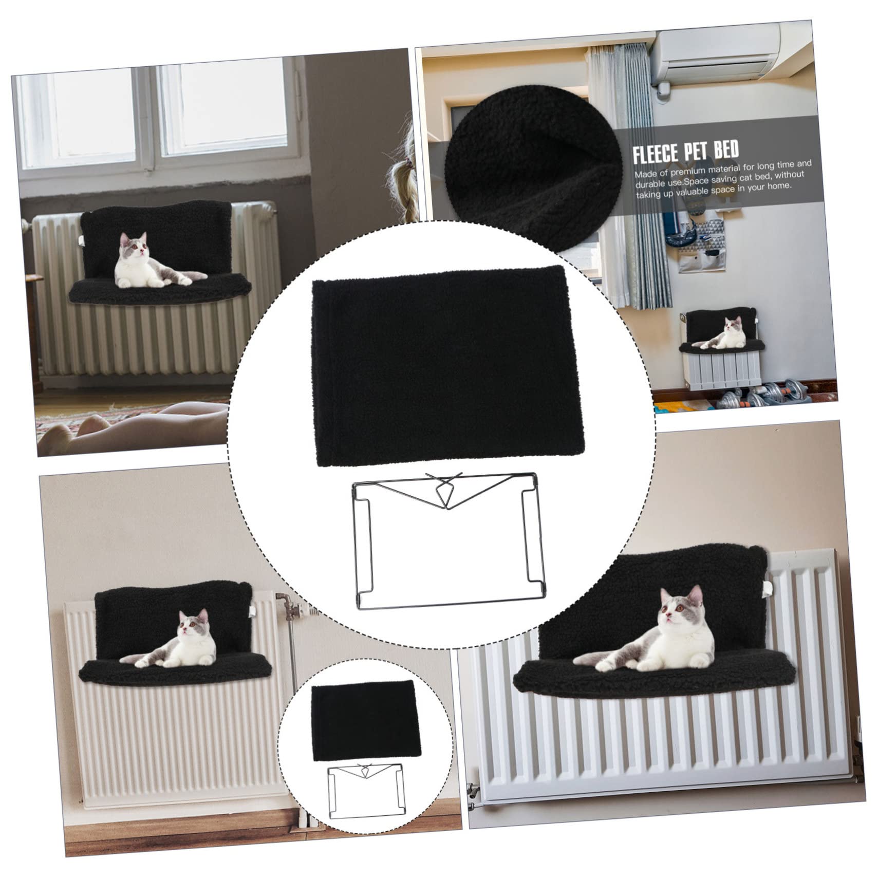 Hamac Chaud pour Chat à Fixer Radiateur Cadre en Fer, Tissu Polyester et Lin, Économie D'espace et Facile à Ranger, pour Chatons et Chats en Hiver