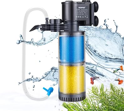 Internal Fish Tank Filter, 2-Stage Biochemical Sponge Filtration, 5W Adjustable Water Flow Submersible Aquarium Filter Pump for 30l  80l Freshwater Saltwater, TH280A330L/H