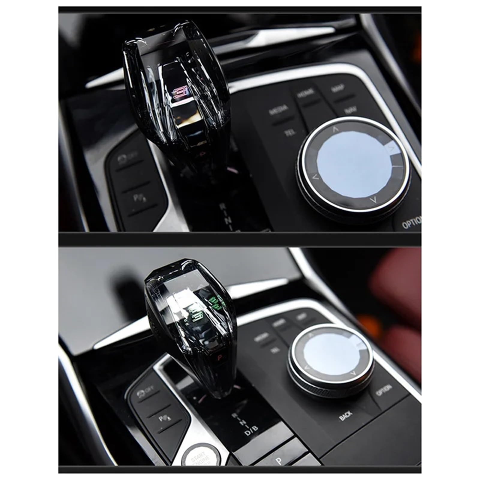 skórzana dźwignia zmiany biegów Gałka zmiany biegów samochodu Crystal pasuje do BMW serii 2 3 4 I3i4ix3x5x6x7 Gear Handle bez demontażu Instalacja